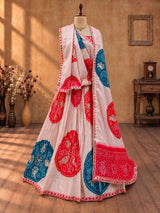 KcPc New Festive Crepe Silk Bandhani Lehenga with Handcrafted Gotapatti DetailingSFS