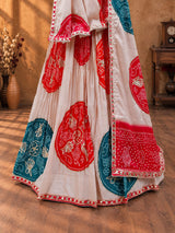 KcPc New Festive Crepe Silk Bandhani Lehenga with Handcrafted Gotapatti DetailingSFS