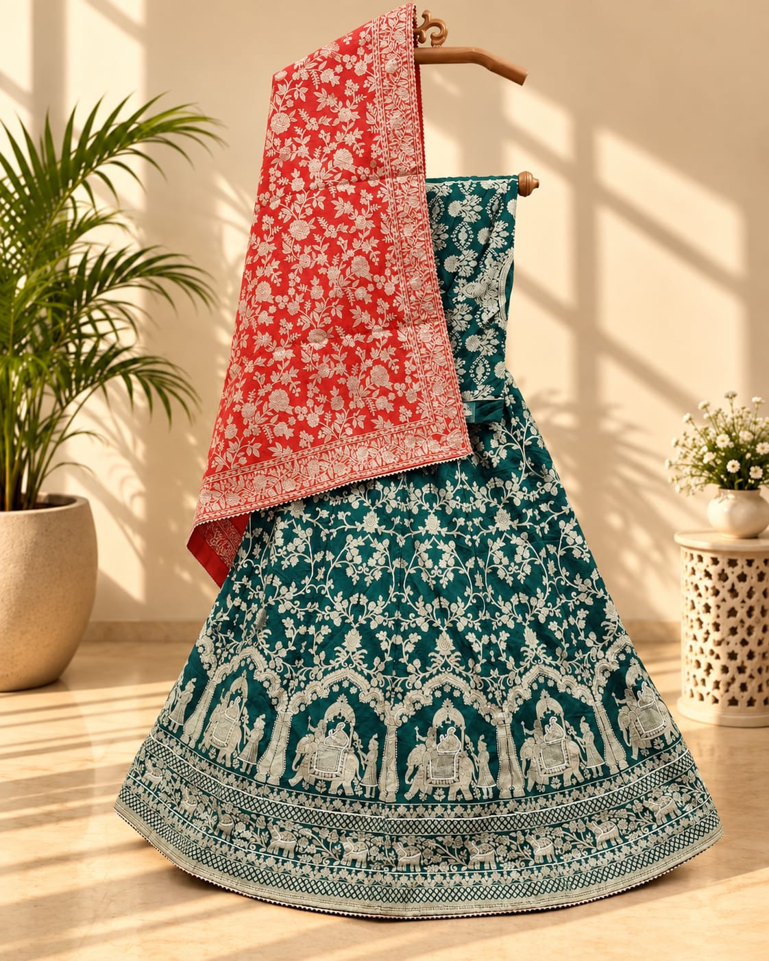 KcPc New Beautiful Upada Silk Banarasi Style Handwork Gotapatti Lehenga RTK