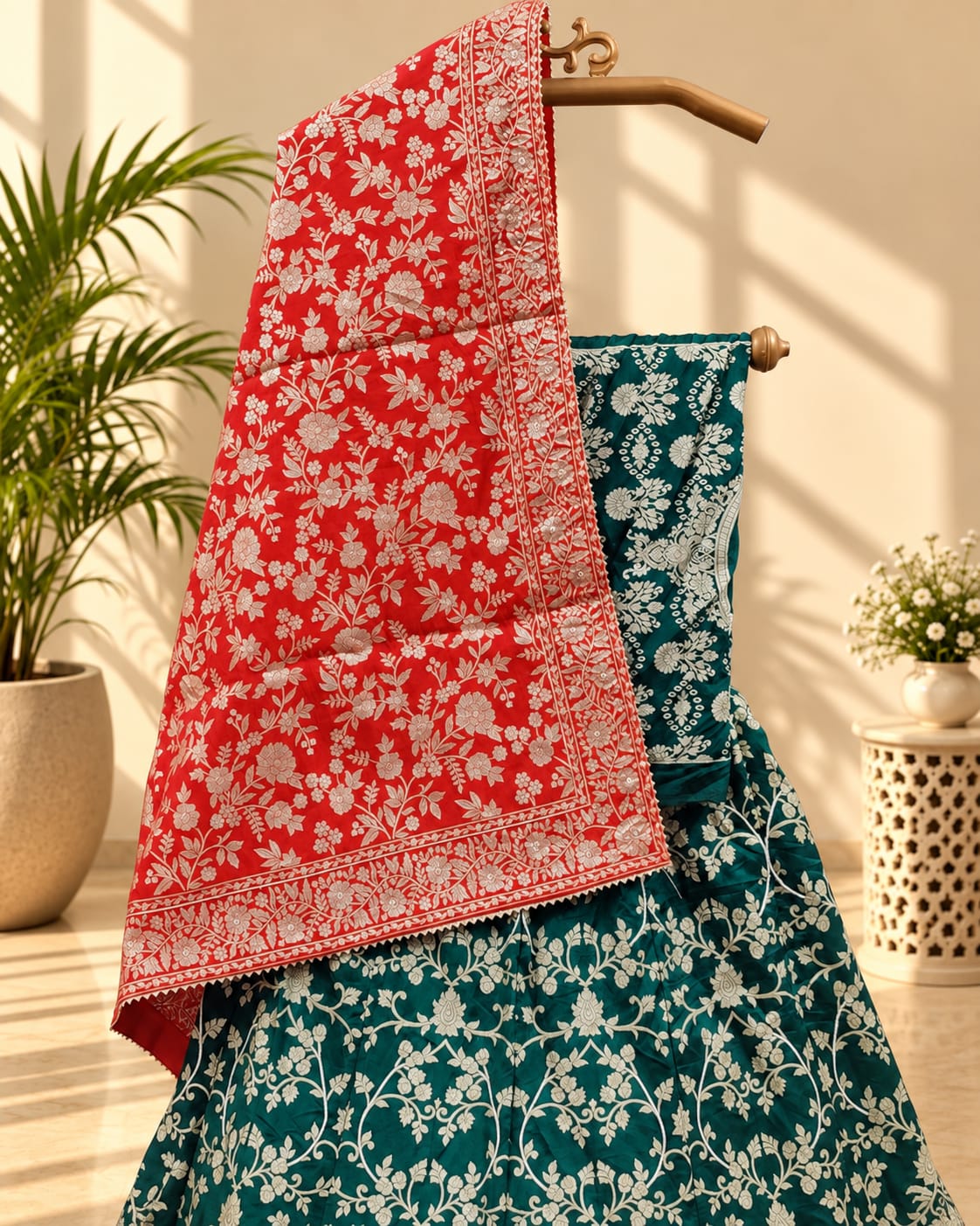 KcPc New Beautiful Upada Silk Banarasi Style Handwork Gotapatti Lehenga RTK