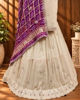 KcPc Beautiful Pure Upada silk Lehenga with Gaji silk Bandhani Dupatta Set MAD