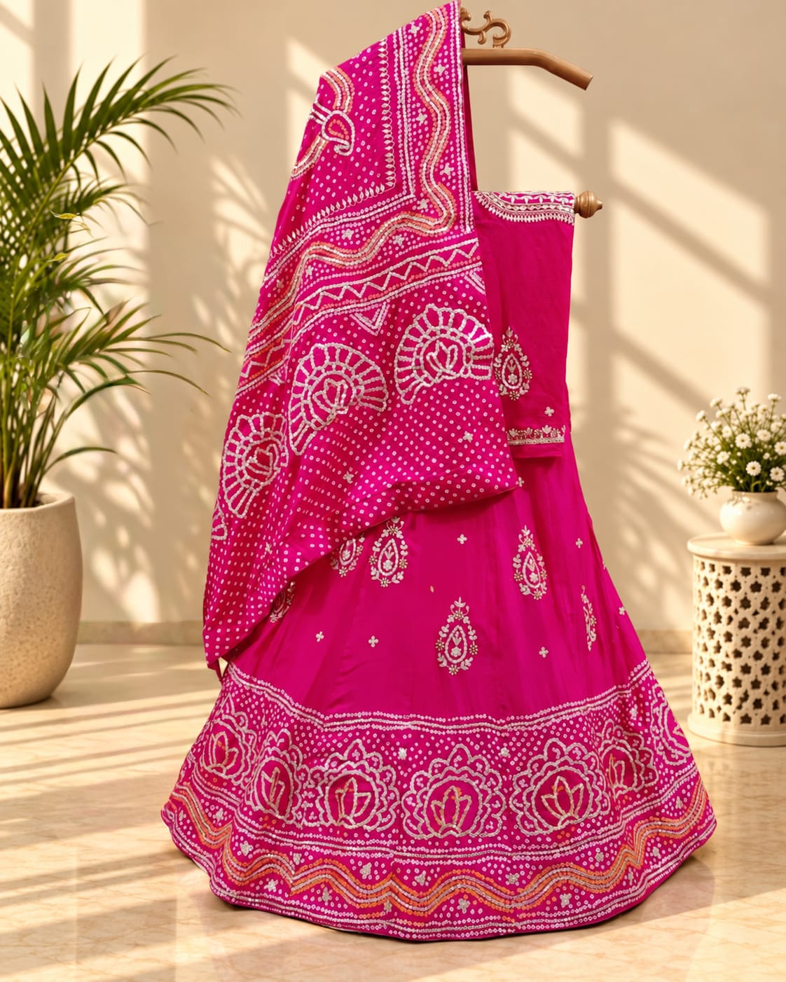 KcPc New Gaji silk bandhani Style With GotaPatti work Lehanga SATISH
