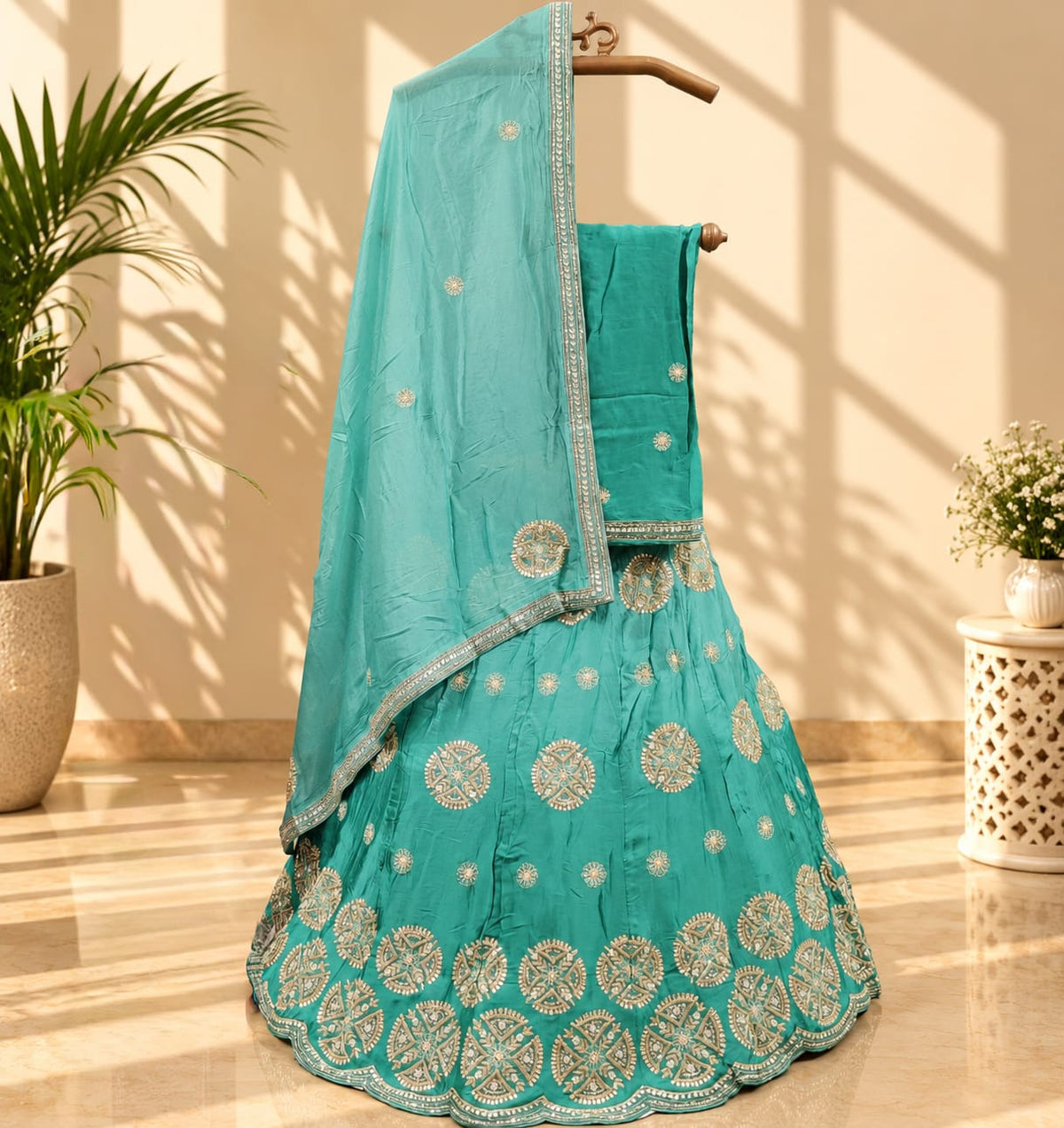 KcPc H O Silk Double Shade Heavy Zardoji Gotapatti Work LehengaMAD