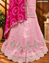 KcPc Pure upada Silk Pure Bandhani Dupatta Cutdana Gota patti work Lehenga MAD