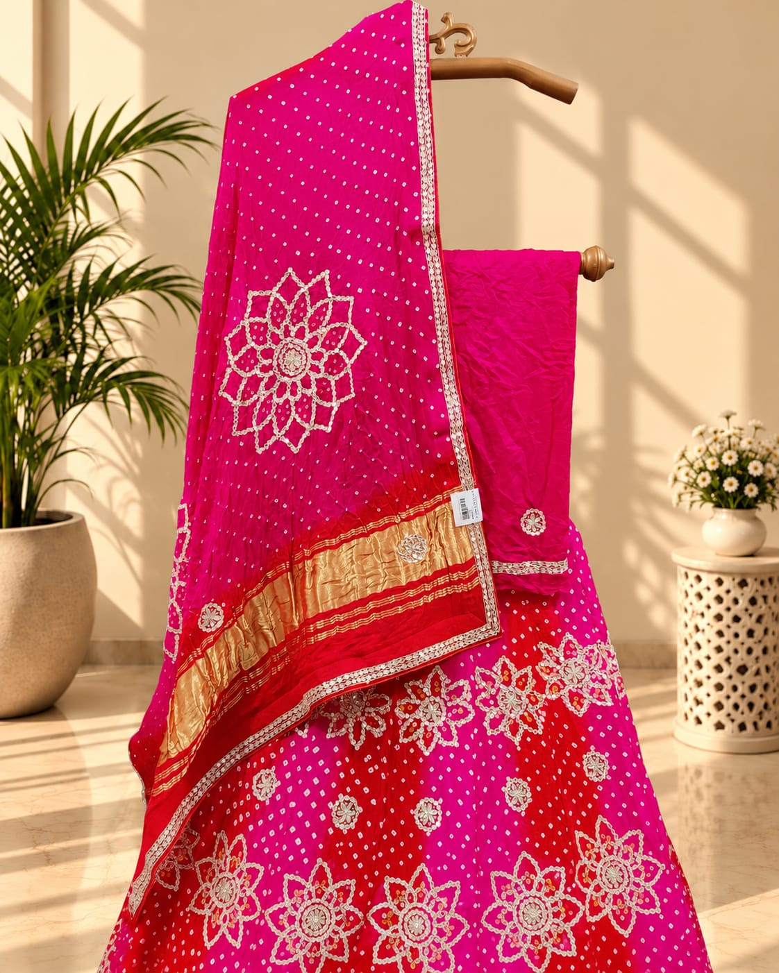 KcPc New Beautiful Gota Patti Gaji Silk Bandhani Lehenga Set BTU