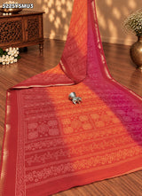 KcPc Premium Georgette Bandhani Style Saree with Traditional Zari Border for Festive Wear