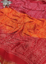KcPc Premium Georgette Bandhani Style Saree with Traditional Zari Border for Festive Wear