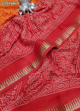 KcPc Premium Georgette Bandhani Style Saree with Traditional Zari Border for Festive Wear