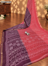 KcPc Georgette Traditional Bandhani Saree with Designer Zari Border and Blouse Piece