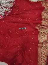 KcPc Khaddi Georgette Bandhani Saree Featuring Traditional Zardosi Work with Blouse