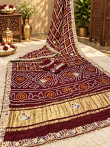 KcPc Designer Pure Gaji Silk Gharchola Bandhani Saree with Zardoji Guleen Work