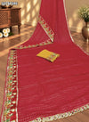 KcPc Georgette Karwa Chauth Style Festive Saree with Mirror Border and Matching BlouseVJT