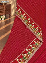 KcPc Georgette Karwa Chauth Style Festive Saree with Mirror Border and Matching BlouseVJT