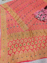 KcPc Traditional Royal Meenakari Pure Khaddi Georgette Saree for Women