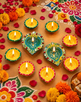 Traditional Diwali Pooja Set with Framed Divine Poster, Lakshmi Ganesha & Kundan Rangoli