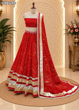 KcPc Georgette Traditional Bandhani Lehenga with Elegant Gota Work for Women