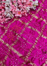 KcPc Designer Semi Gaji Silk Bandhani Saree with Blouse MSC