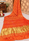 KcPc Semi Gaji Silk Bandhani Traditional Festive Wear Saree with Blouse PieceMSC