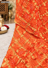 KcPc Semi Gaji Silk Bandhani Traditional Festive Wear Saree with Blouse PieceMSC