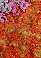 KcPc Semi Gaji Silk Bandhani Traditional Festive Wear Saree with Blouse PieceMSC