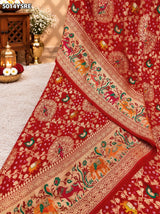 KcPc Pure Khaddi Georgette Kalamkari Saree with Zari Weaving ASIF