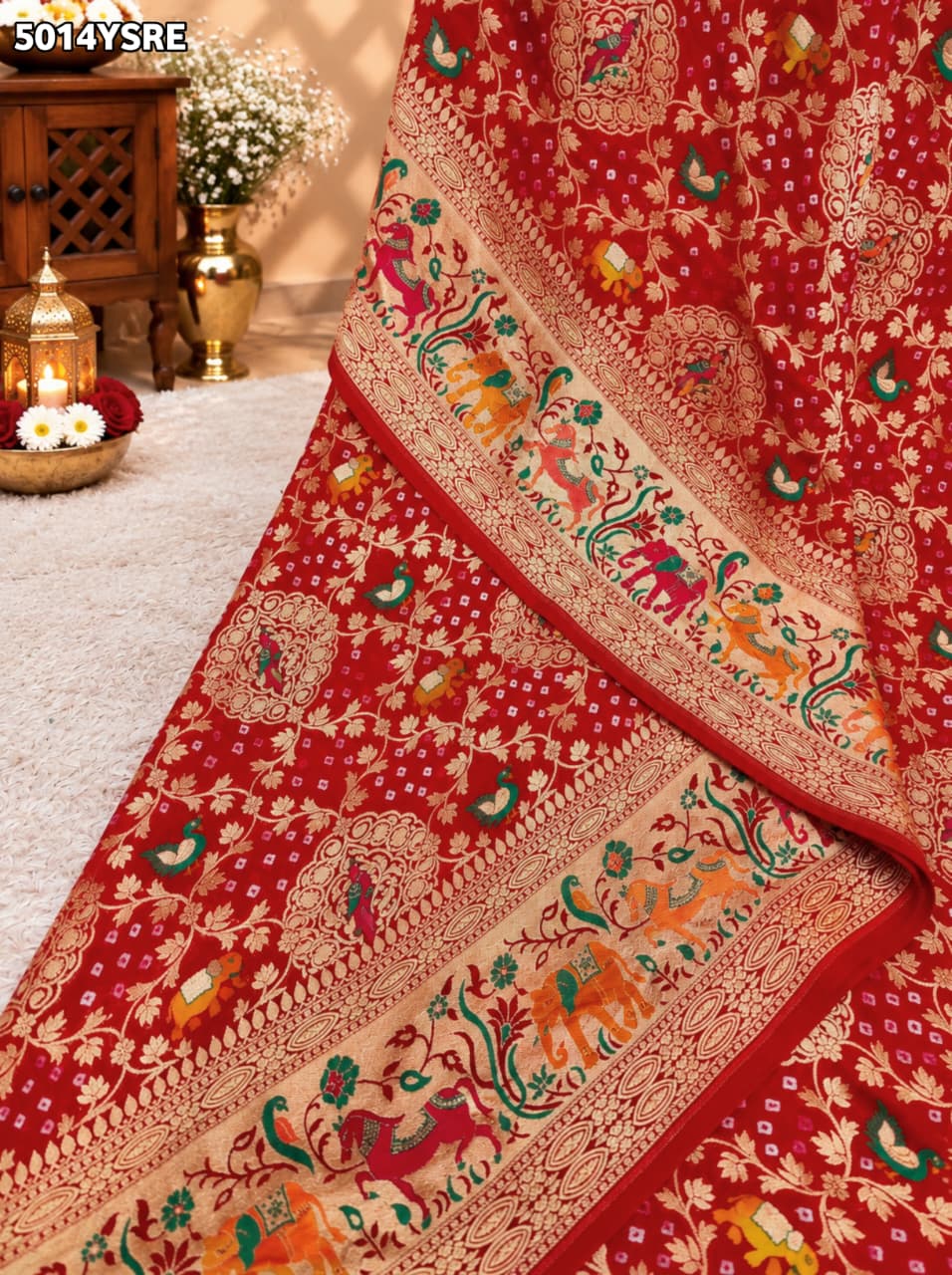 KcPc Pure Khaddi Georgette Kalamkari Saree with Zari Weaving ASIF