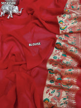KcPc Pure Khaddi Georgette Kalamkari Saree with Zari Weaving ASIF