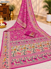 KcPc Traditional Kalamkari Style Pure Khaddi Georgette Saree with Zari Work ASIF
