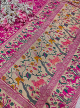 KcPc Traditional Kalamkari Style Pure Khaddi Georgette Saree with Zari Work ASIF