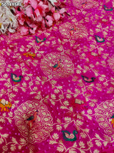 KcPc Traditional Kalamkari Style Pure Khaddi Georgette Saree with Zari Work ASIF