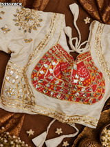 KcPc New Georgette Bandhani with Traditional Gotapatti Work Blouse SSB