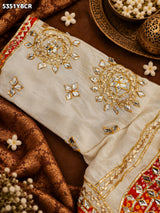 KcPc New Georgette Bandhani with Traditional Gotapatti Work Blouse SSB