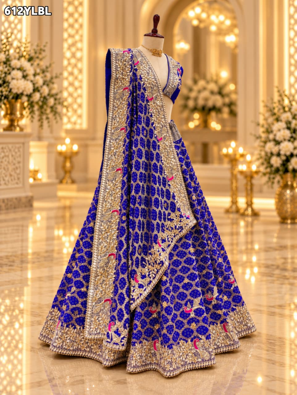 KCPC Special Designer Pure Khaddi Georgette Neemjari Bandhej Ghatchola Gotapatti Lehenga BTU