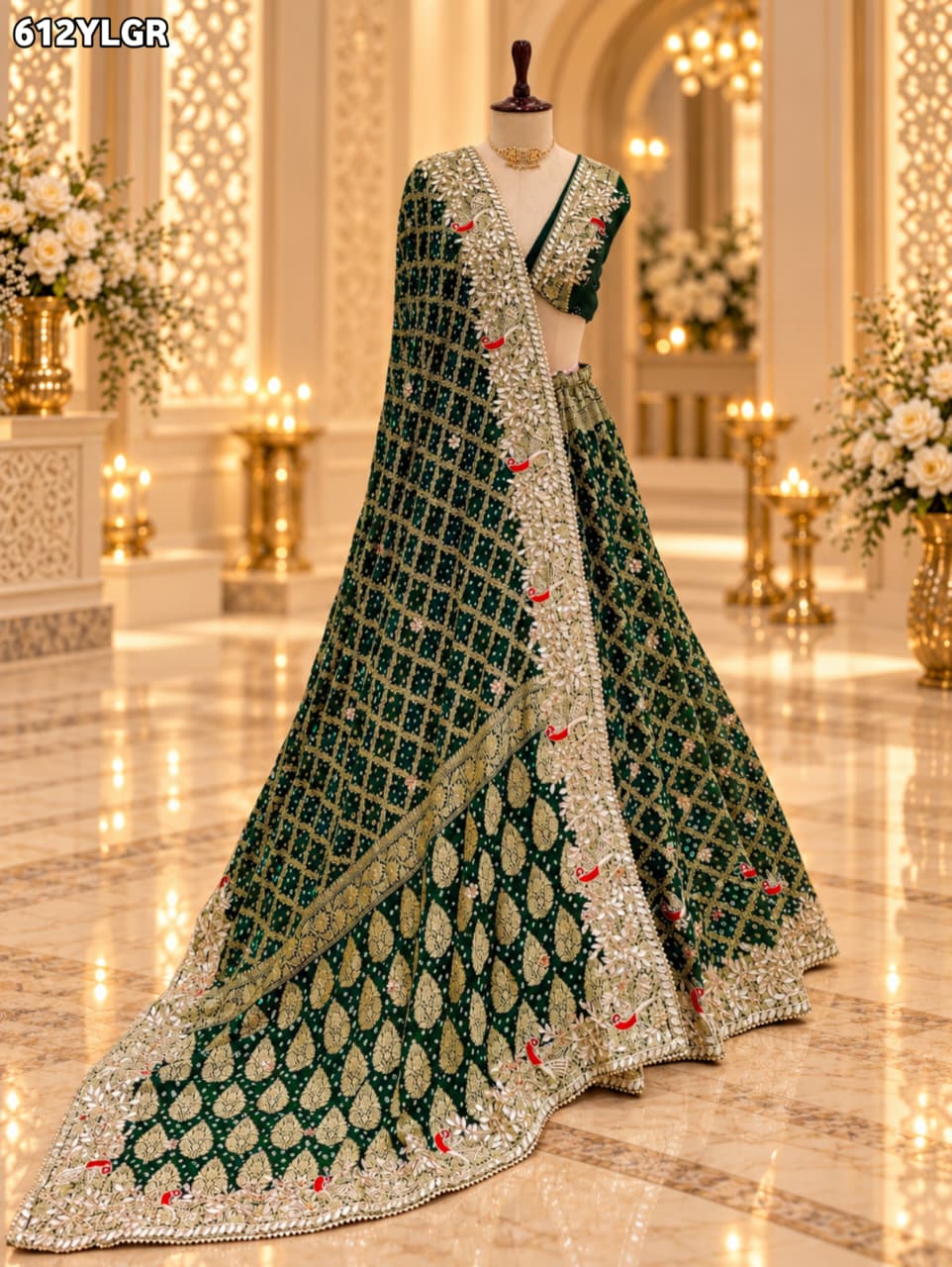 KCPC Special Designer Pure Khaddi Georgette Neemjari Bandhej Ghatchola Gotapatti Lehenga BTU