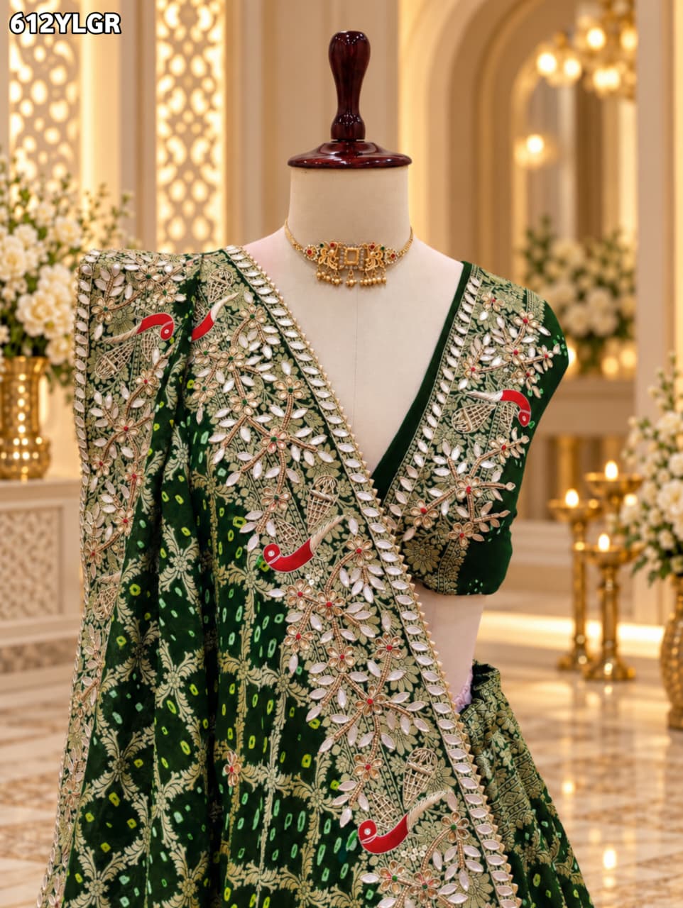 KCPC Special Designer Pure Khaddi Georgette Neemjari Bandhej Ghatchola Gotapatti Lehenga BTU