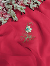 Kcpc New Georgette with Aari Work for Festive Wear Saree STC