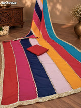 KcPc Designer Georgette Saree with Gota Border Work for Festive Wear