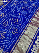 KcPc Latest Royal Gaji Silk Bandhani Saree with Elegant Gotapatti Work