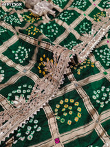 KcPc Traditional Royal Gaji Silk Bandhani Saree with Elegant Gotapatti Work