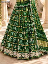 KcPC New Designer Semi Gaji Silk Bandhani Lehenga with Cutdana Gotapatti Work