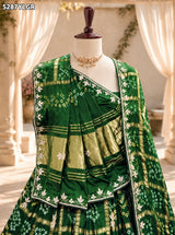 KcPC New Designer Semi Gaji Silk Bandhani Lehenga with Cutdana Gotapatti Work