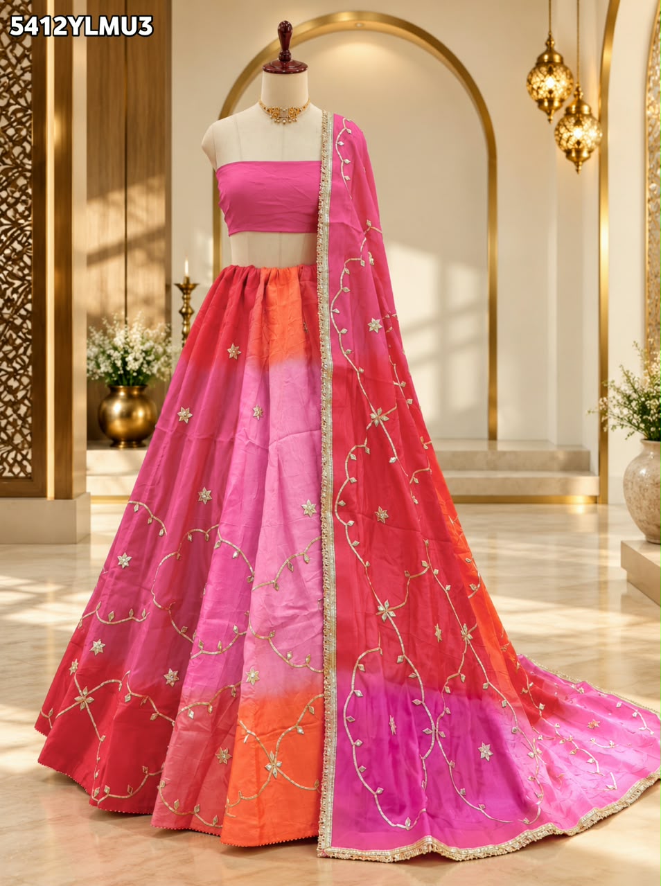 Designer HO Silk Lehenga with Traditional Gotapatti Work 1