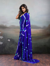 Jaipuri Traditional ChinonBandhani Saree with lehariya style under 1000