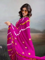 Jaipuri Traditional ChinonBandhani Saree with lehariya style under 1000