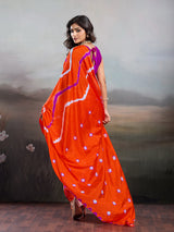 Jaipuri Traditional ChinonBandhani Saree with lehariya style under 1000