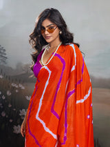 Jaipuri Traditional ChinonBandhani Saree with lehariya style under 1000