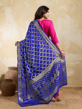 KcPc Special Silk Bandhani Dupatta with Handmade WorkRoyal BlueSA