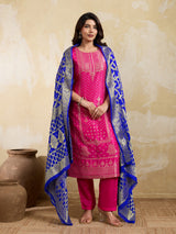 KcPc Special Silk Bandhani Dupatta with Handmade WorkRoyal BlueSA