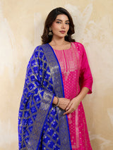 KcPc Special Silk Bandhani Dupatta with Handmade WorkRoyal BlueSA