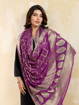 KcPc Pure Georgette Banarasi Bandhani Dupatta Purple